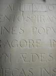 Monument to the Great Fire of London.Restoration work carried out on the Latin inscription on the North Elevation.