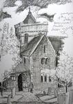 Boxgrove Parish Church, Sussex: Sketch for postcards