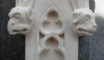 Charing Cross finial animal heads.Griffin and Bull Terrier.