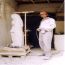 St Andrews Holborn Memorial, City of London Cemetery: Mark Thompson in workshop, 2004 (for Stonewest Ltd)