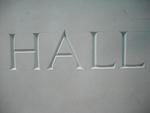 Archbishop Amigo Hall.Southwark Roman Catholic Cathedral.View of completed inscription over the main enterance doorway.