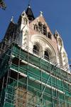 Union Chapel.Bell Tower. New large crocketts to Buttress and Pilaster capitals to central arch
