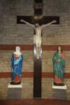 Crucifixiation group.Restotration repair and repainting of plaster statues.Our lady of Compassion.Upton park.